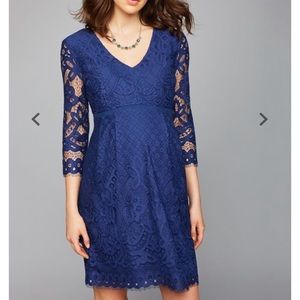 A Pea In The Pod V-Neck Navy Lace Maternity Dress
